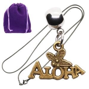 Aloha Pendant Necklace Friendship Necklace from Hawaii with Leaf Motif